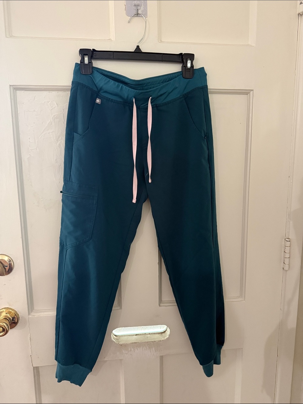 Teal Jogger Pants with Pink Drawstring